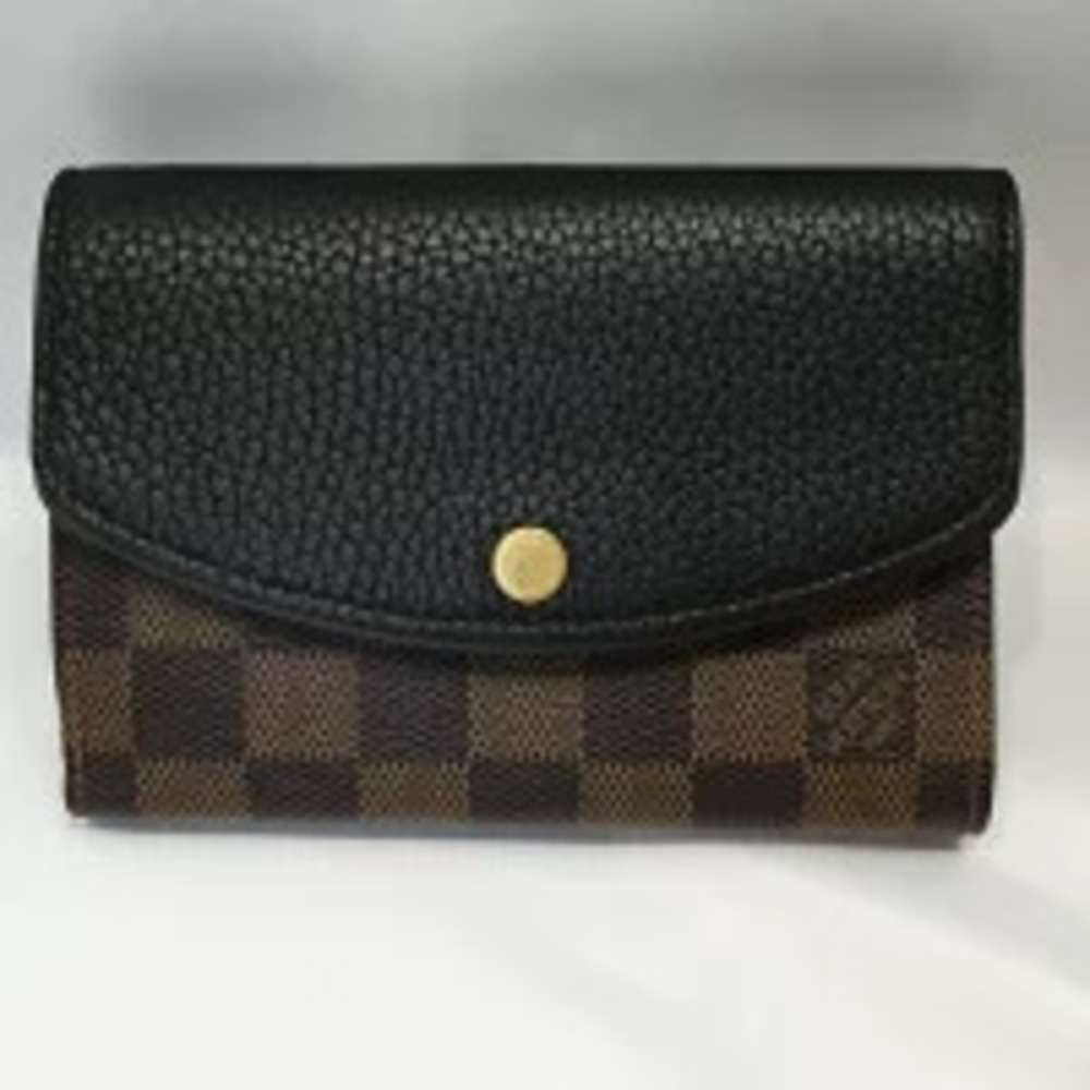 LOUIS VUITTON Portefeuille Normandie Damier Black Card Holder Bi fold Wallet